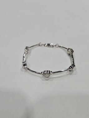 Sterling Silver 925 Clear CZ Heart Link Chain Bracelet (Pandora Style)